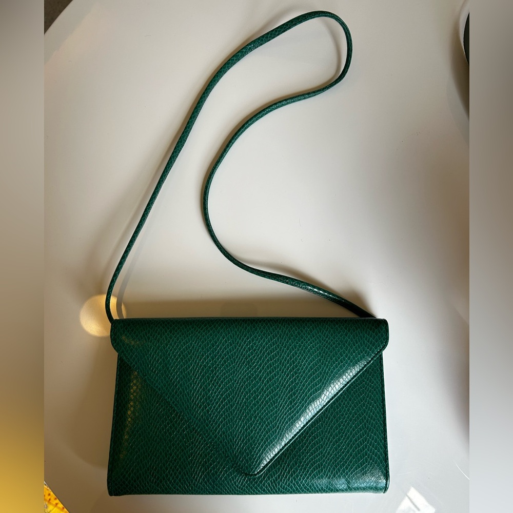 VINTAGE Green Envelope Clutch